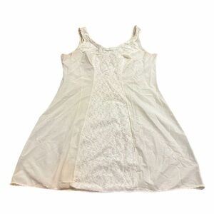 60s/70s European Vintage Rosch Sheer Lace Panel Mini Slip Dress (Cream/Ivory) L